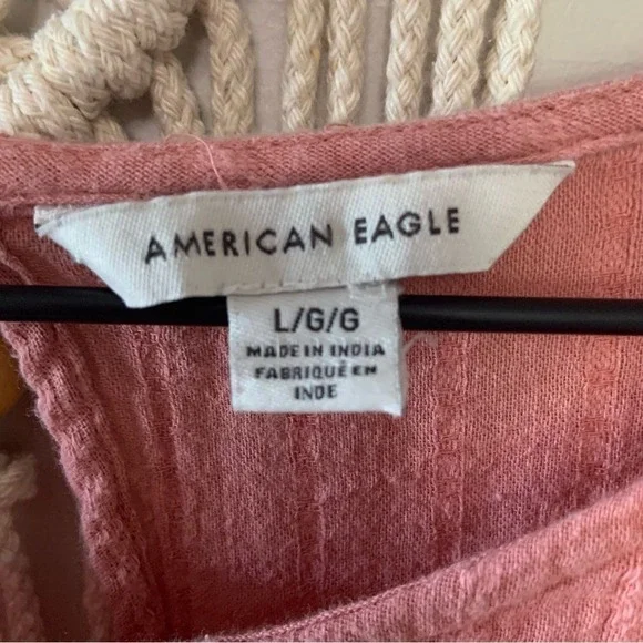 AMERICAN EAGLE Long Sleeve Babydoll Top Rose Mauve Pink Size Large - Picture 12 of 13